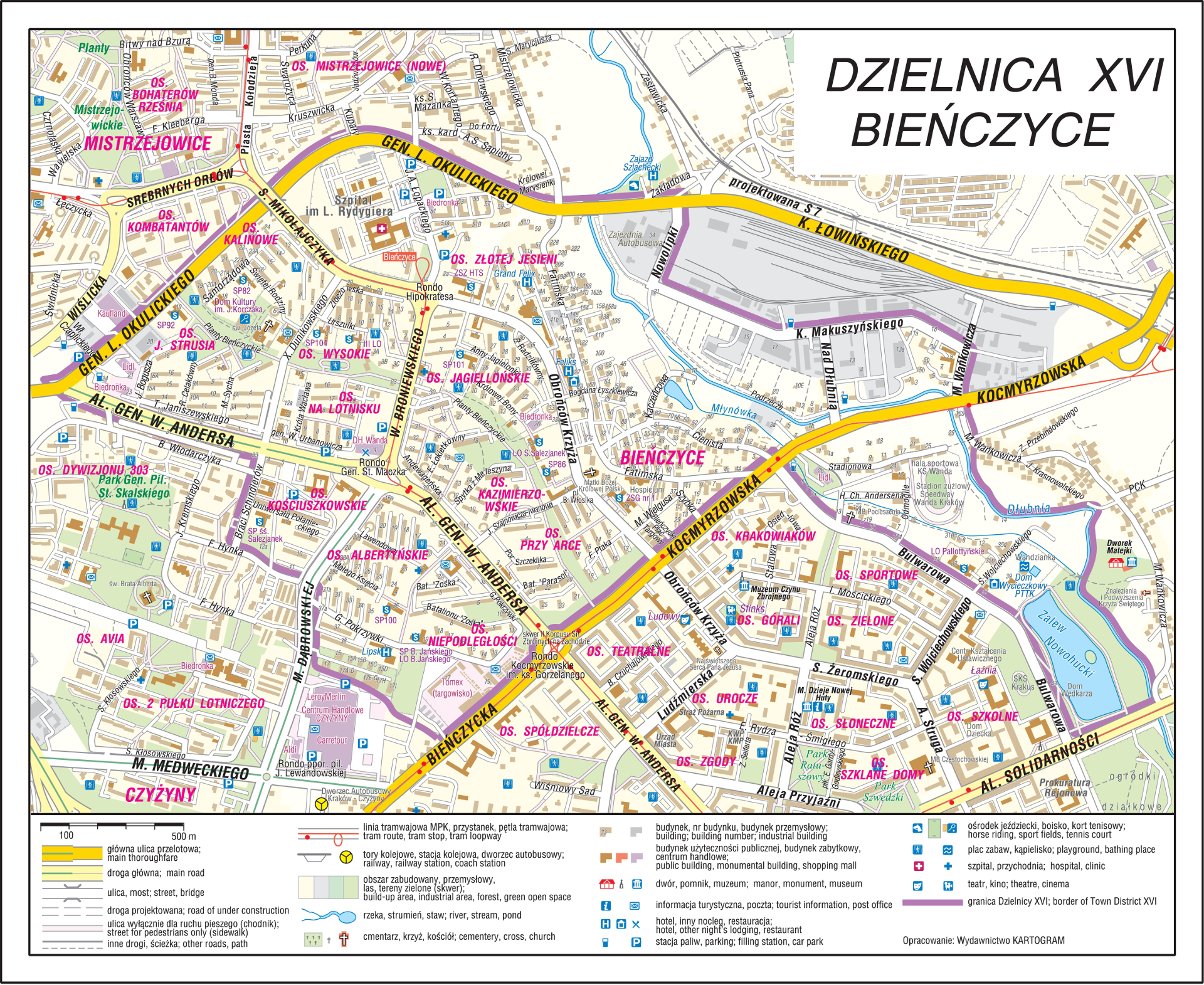 mapa dzielnicy Bieñczyce