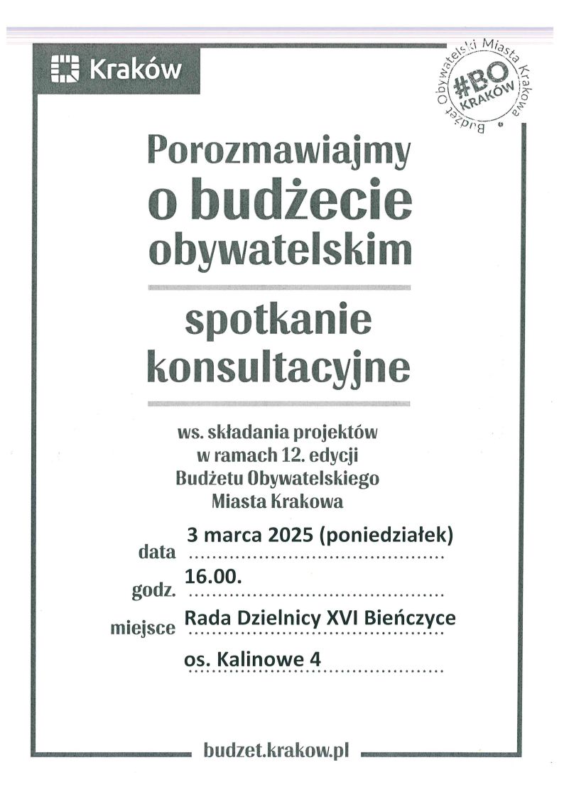 Spotkanie konsultacyjne: Jak złożyć projekt w BO?