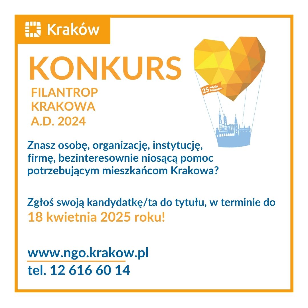 Plakat konkursu Filantrop Krakowa