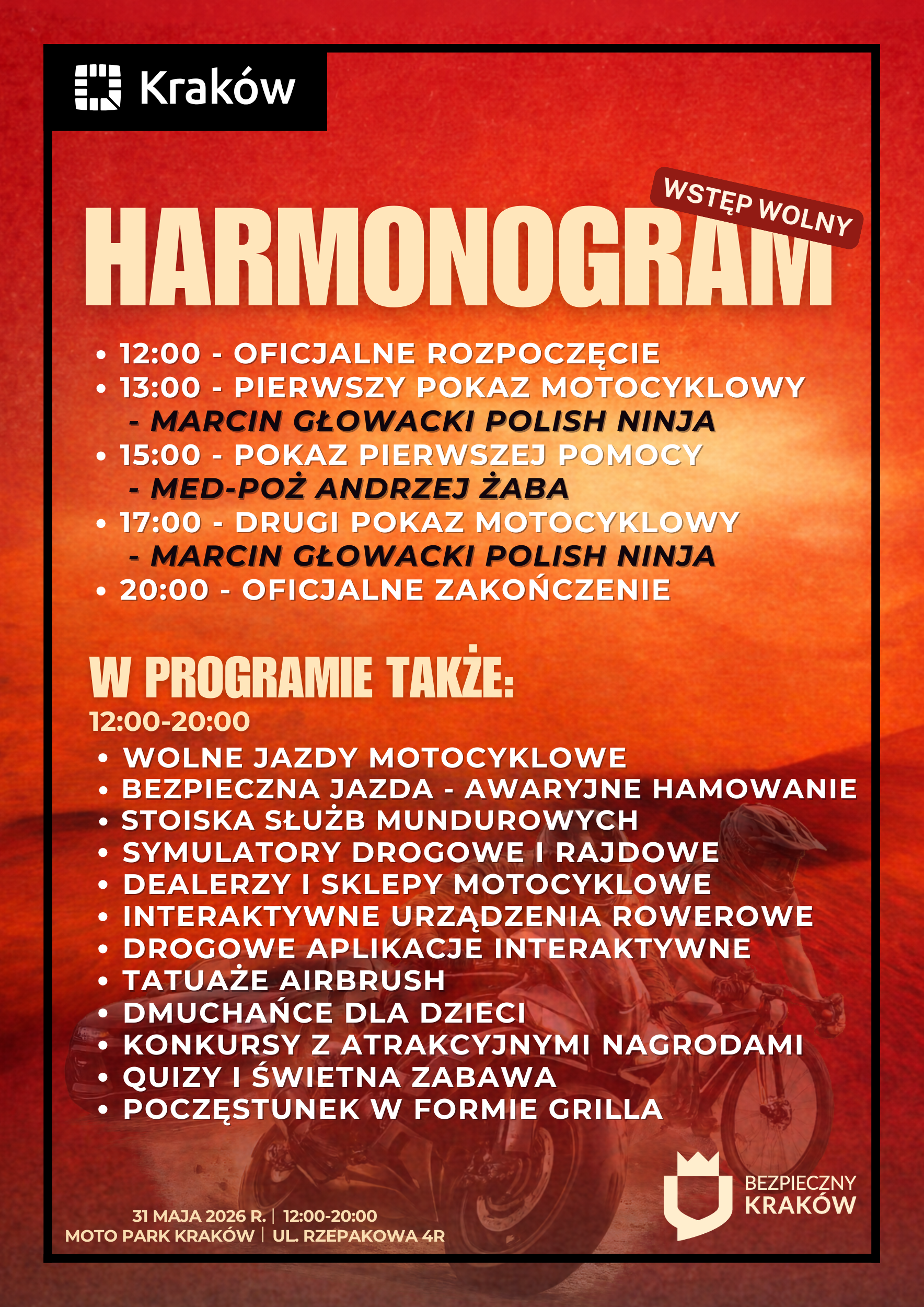 Harmonogram MotoMeeting Kraków 2026