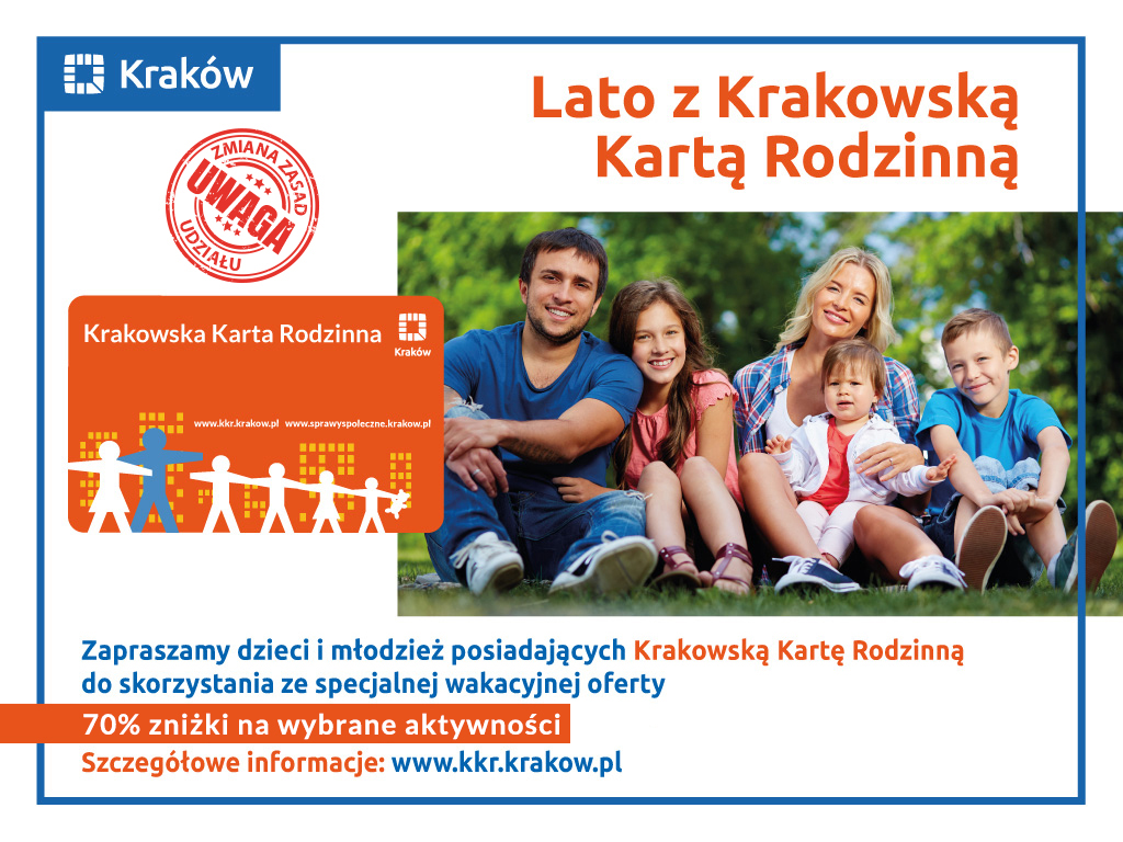 Plakat na temat akcji Lato z Krakowską Kartą Rodzinną