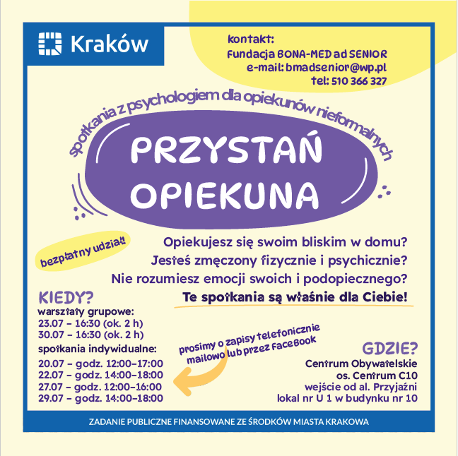 baner-  Przystan Opiekuna- spotkania z psychologiem dla opiekunów nieformalnych